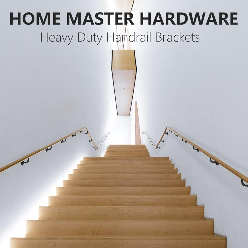 Support de main courante, support d'escalier robuste pour rampe d'escalier pour la maison ou le bureau, paquet de 6 noir mat