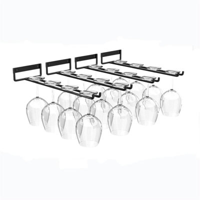 Wall Mounted Wine Glass Rack Black