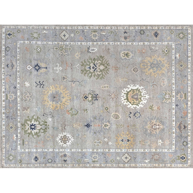 Tapis rectangulaire en laine noué à la main Oushak