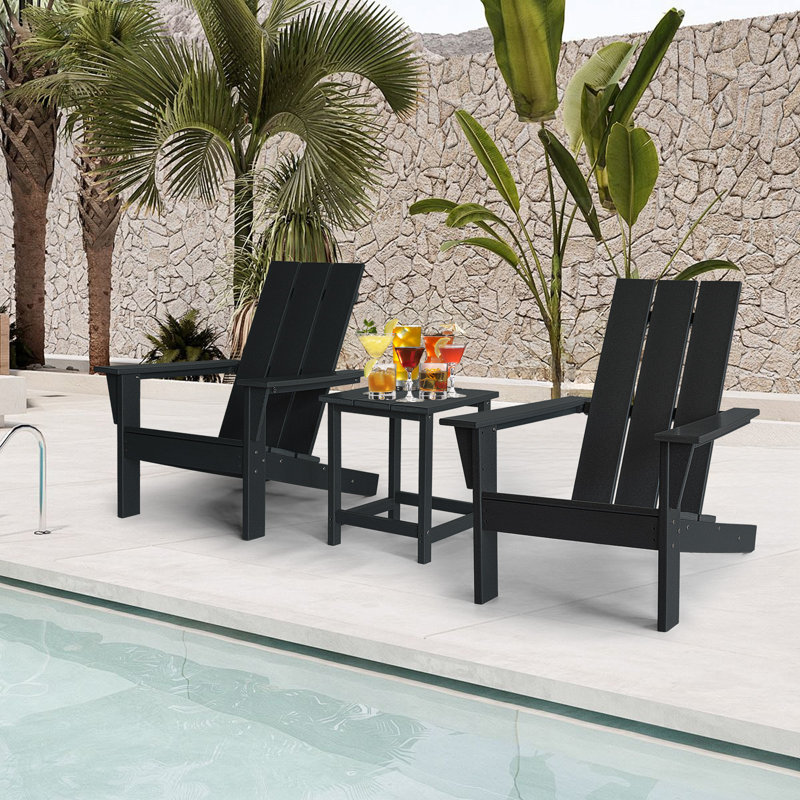 Ensemble de conversation pour patio 2 personnes avec table d'appoint Devito, Noir
