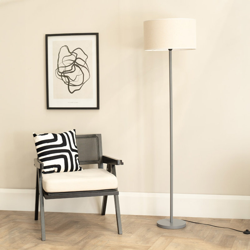 Roseli 180cm Traditional Floor Lamp, Natural, No, Grey