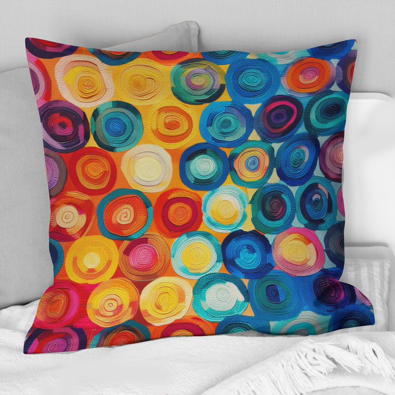 Coussin lombaire à motif géométrique coloré II, H 16 po x l 16 po, Carrée