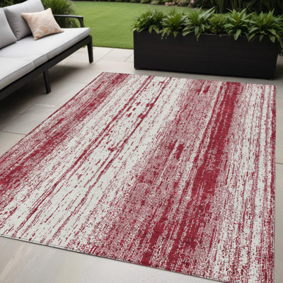 Tapis intérieur lavable rayé ivoire 5 pi x 8 pi Merlot