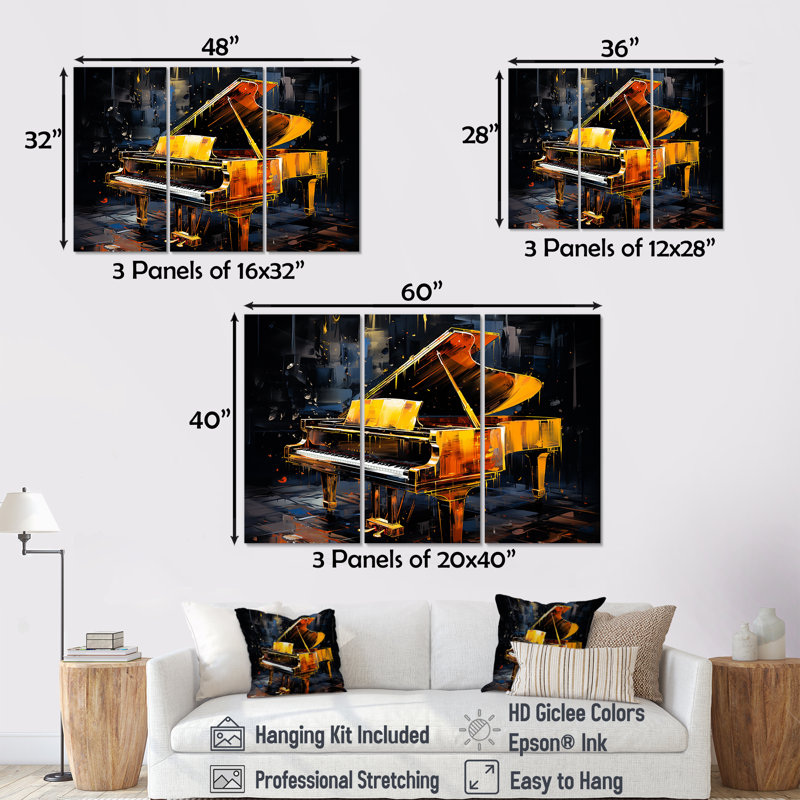 Ensemble de salon Piano Wall Keys, H 28 po x l 36 po x P 1 po