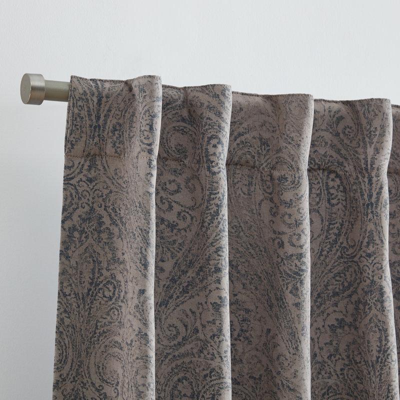 Rodmur Paisley Polyester Blackout Currtain Panel, 52" W x 84" L, Gray