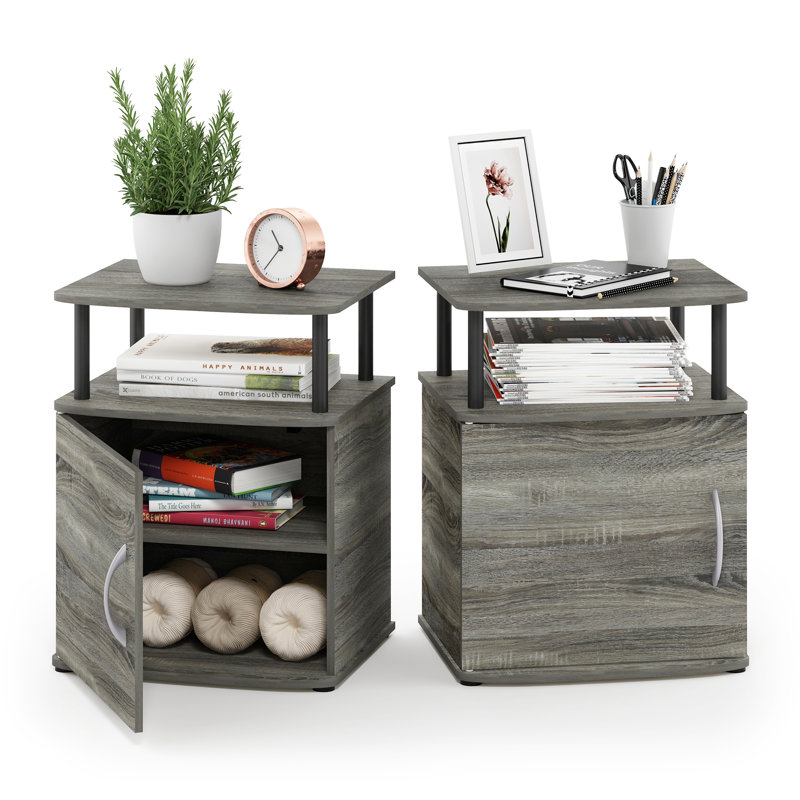 Ouest Side Table with Storage, French Oak Grey/Black