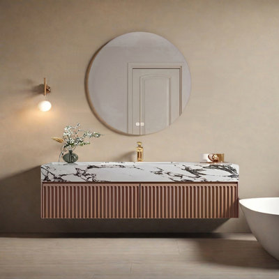 Light luxury style rock slab bathroom cabinet