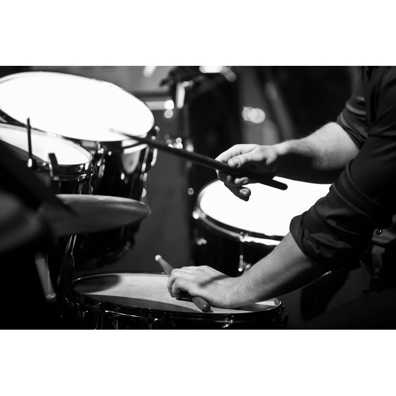 Human hands playing the drum kit 1 Piece Wrapped Canvas Wall Art, 20cm H x 30cm W x 3.8cm D
