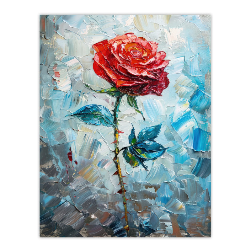 Wall Art Print Single Rose Oil Painting Romance Artistic Poster