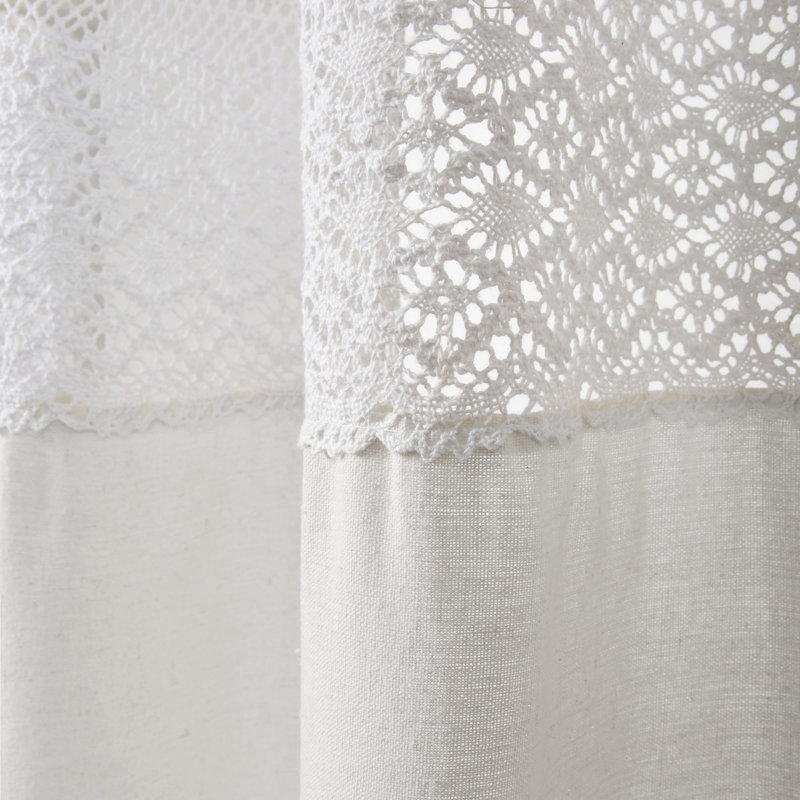 Dana Lace Cotton Blend Shower Curtain, White