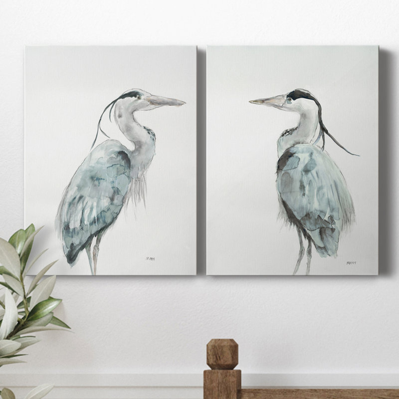 Blue Heron I - Ensemble de 2 reproductions sur toiles tendues, H 32 po x l 48 po x P 1 po