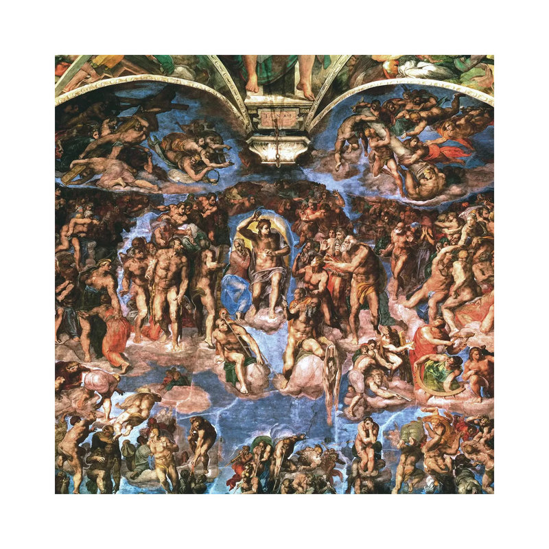 Sistine Chapel: The Last Judgement (Detail Of Upper Half) by Michelangelo - Wrapped Canvas Painting, 30.48 cm H x 30.48 cm W