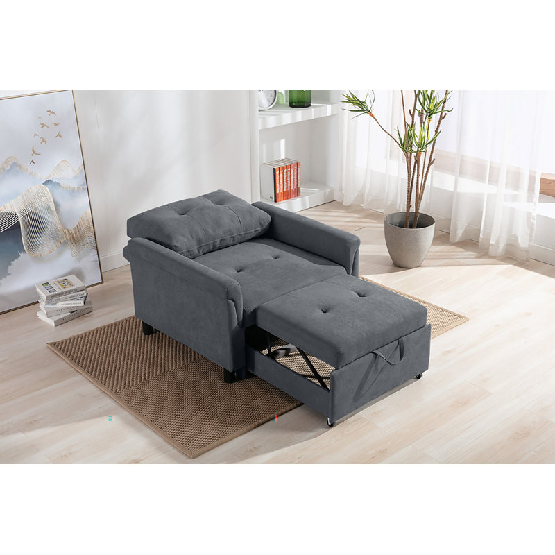 Fauteuil convertible tissé gris foncé 35 po Francesca