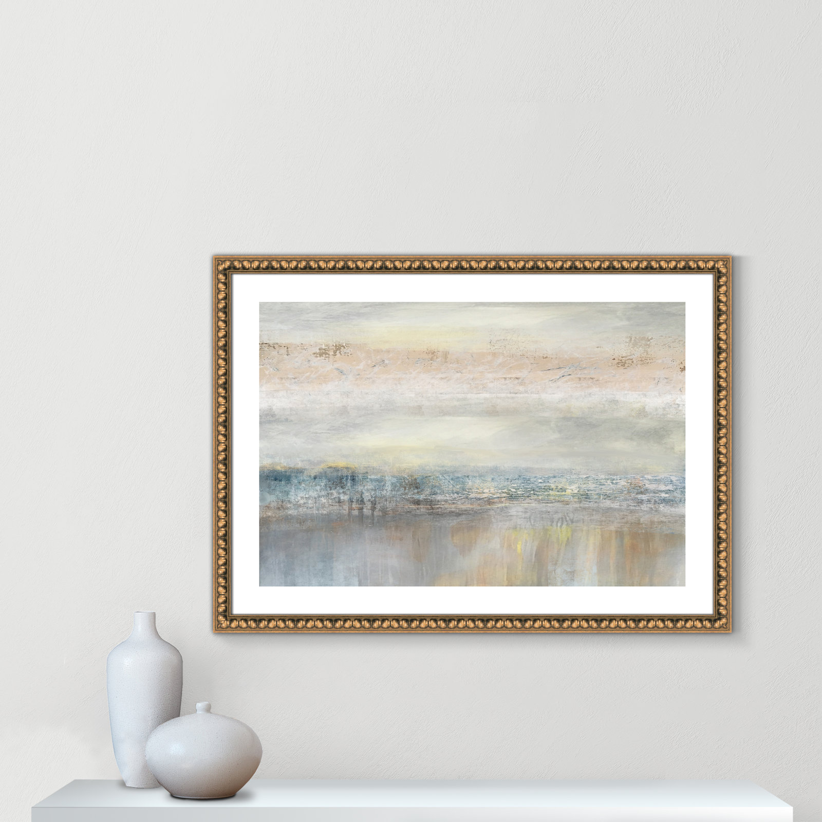 Electra "From A Distance" Painting by Nan, Picture Framed Paper, 25.5" H x 35.5" W, Walnut Wood