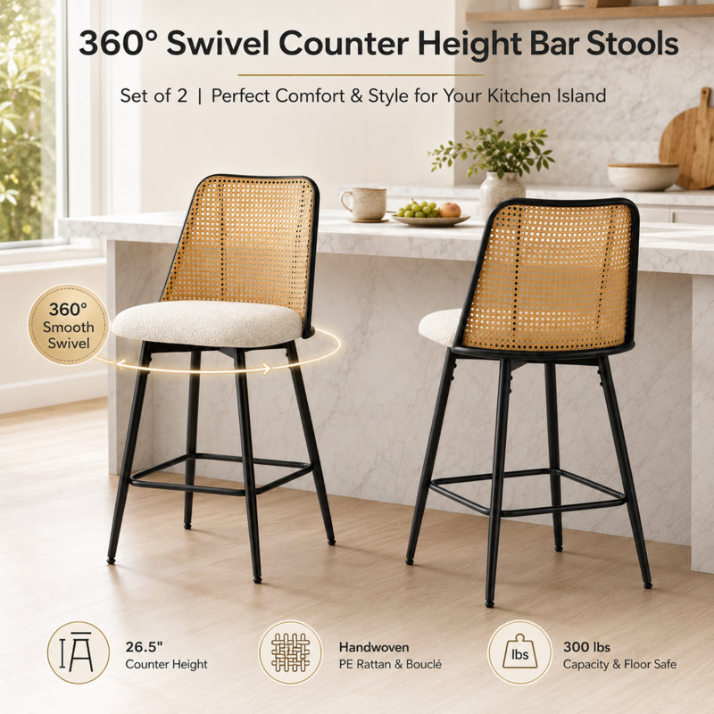 Ensemble de 4 tabourets de bar rotatifs en PE, 4