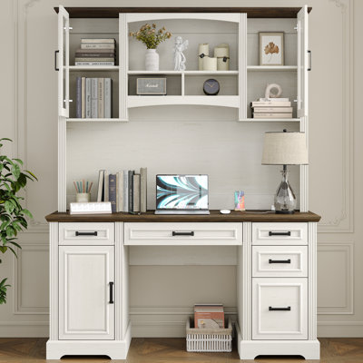 Denanne 58'' W Computer Desk with Outlet and Hutch for Home Office