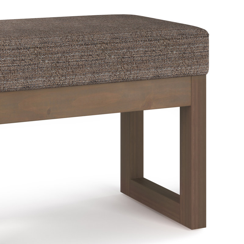 Milltown Mink Brown Tweed Fabric Footstool with Wood Frame