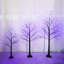 Ensemble d'arbres effrayants 3 pièces avec lumière mauve - centres de table mystérieux noirs de 4 pi, 5 pi, 6 pi, éclairage de fête artificiel, forme de branche réglable