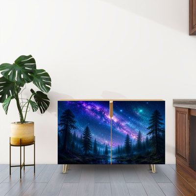 Buffet avec rangement Mystical Forest Under Starry Galaxy Sky