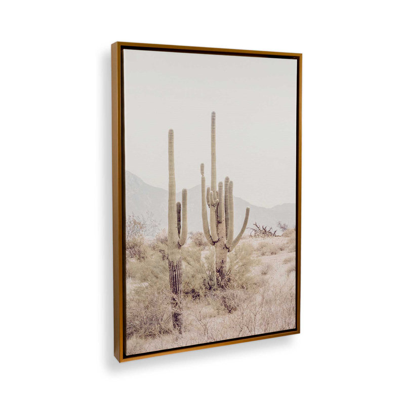 «Cacti in Chorus», reproduction sur toile roulée, Cadre flottant or poli, H 48,75 po x l 32,75 po x P 1,75 po