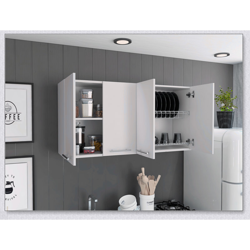 Armoire murale rectangulaire à quatre portes battantes Stockton, maximisant le rangement avec élégance moderne et durabilité
