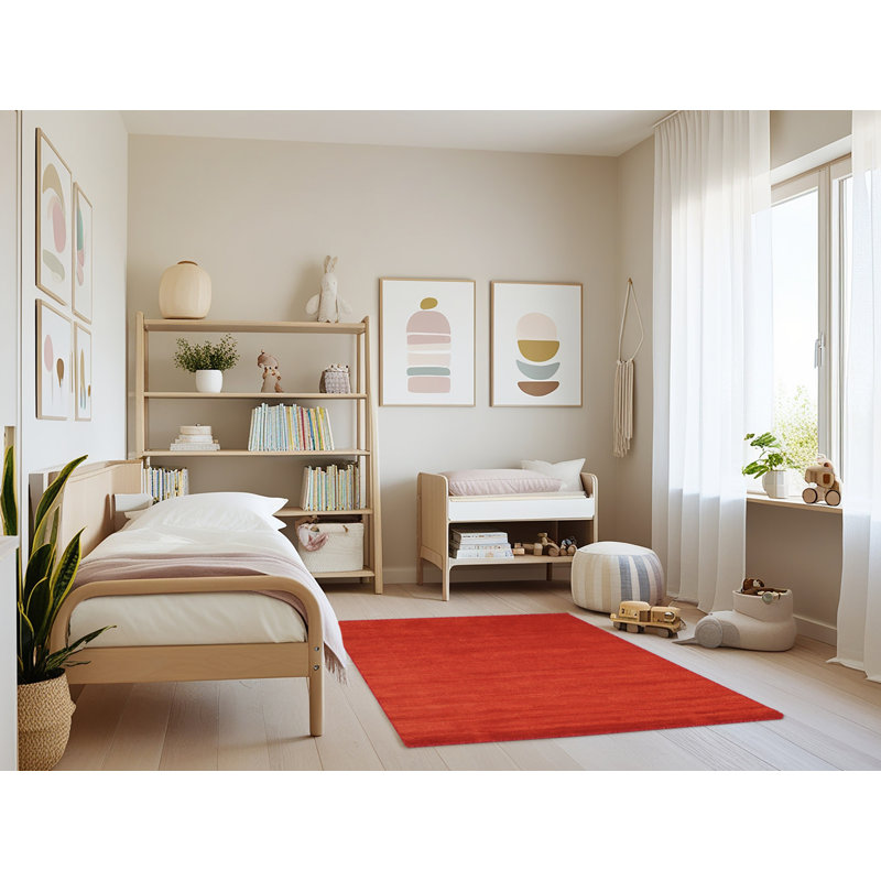 Tapis de zone rouge contemporaine, Rectangle 4 pi x 6 pi