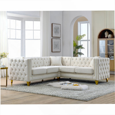 82.2-Inch L-Shaped Sectional Sofa With Plush Cushions, Perfect For Living Rooms, Bedrooms, Apartments, And Offices.