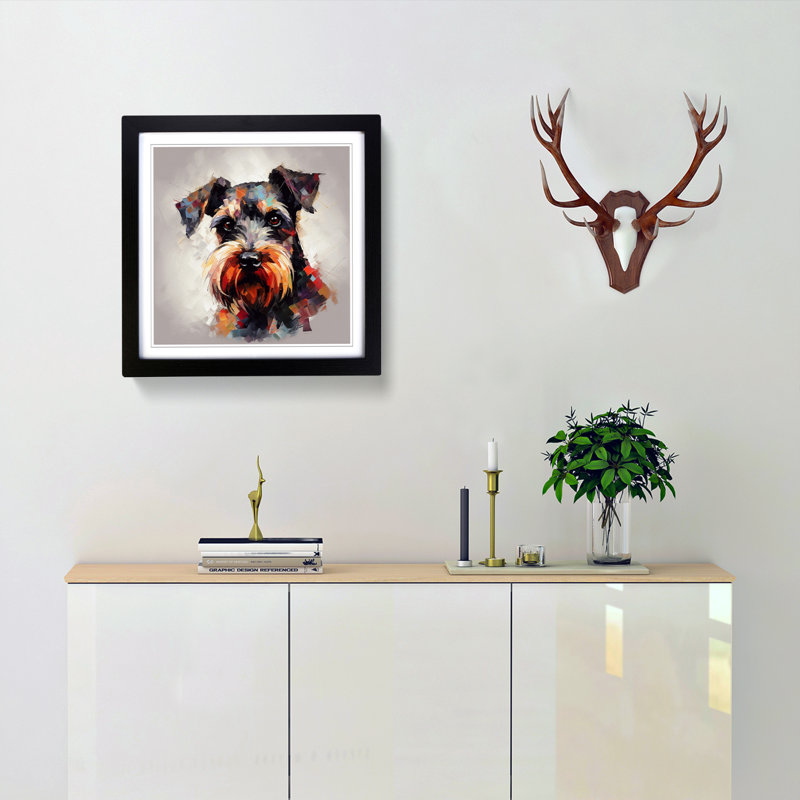 Schnauzer Abstract No.2 - Framed Print, Black