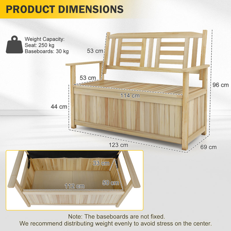 Solid Wood Outdoor Bench, Yellow