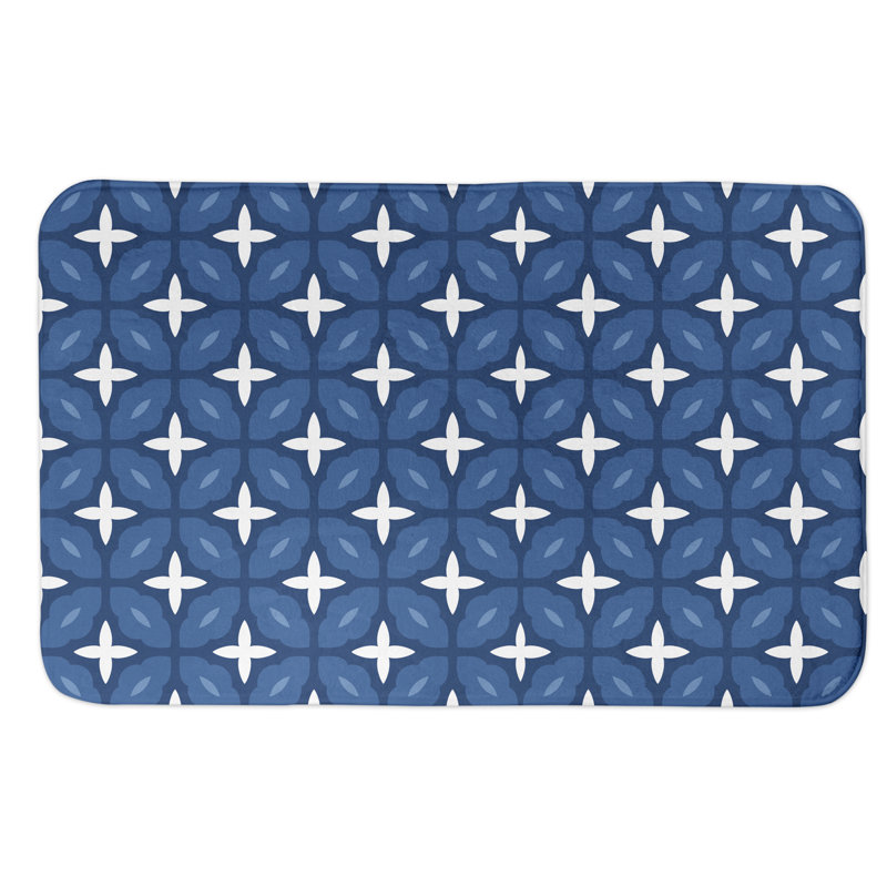 Tapis pour salle de bain tile Devante, Bleu
