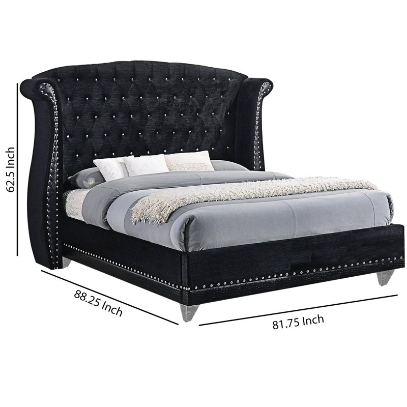 Lit tapissier standard capitonné Kirstian, Grand