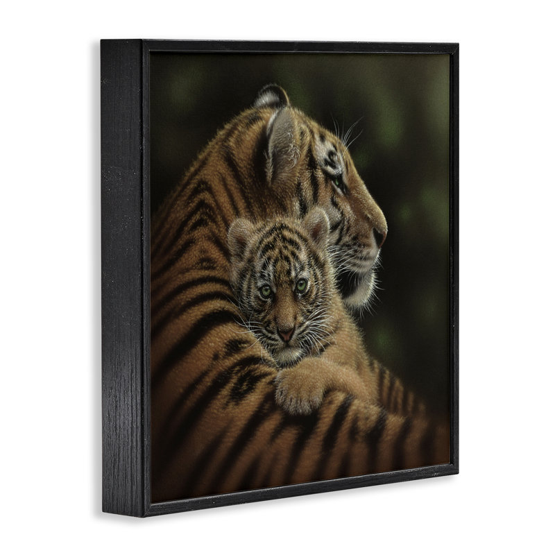 Chiot tigre chéri, estampe numérique, conception de Collin Bogle, H 24 po x l 24 po, Giclée encadrée noir minuit