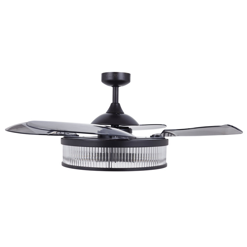 Adilene 122cm Ceiling Fan with Light Kit, Smoked with Black Blades