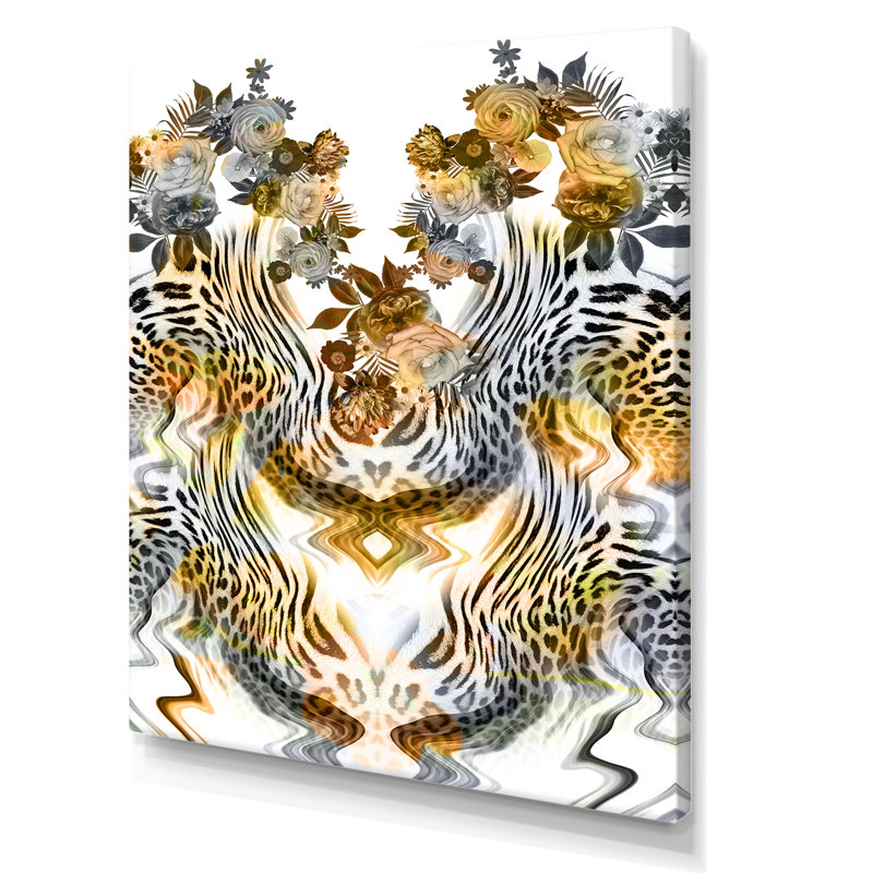 Fleurs léopard - peinture, H 20 po x l 12 po x P 1 po, Toile tendue