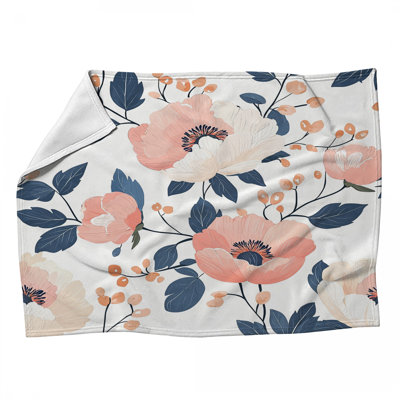 Jeté en laine polaire Botanical Blooms - Jetés floraux pour canapés ou lits