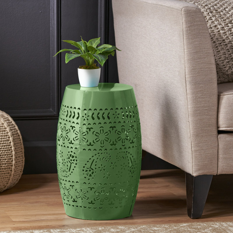 Ifrane Iron Drum End Table, Green