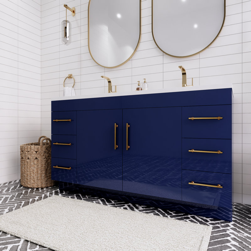 Meuble-lavabo simple 60 po Spring, Bleu nuit