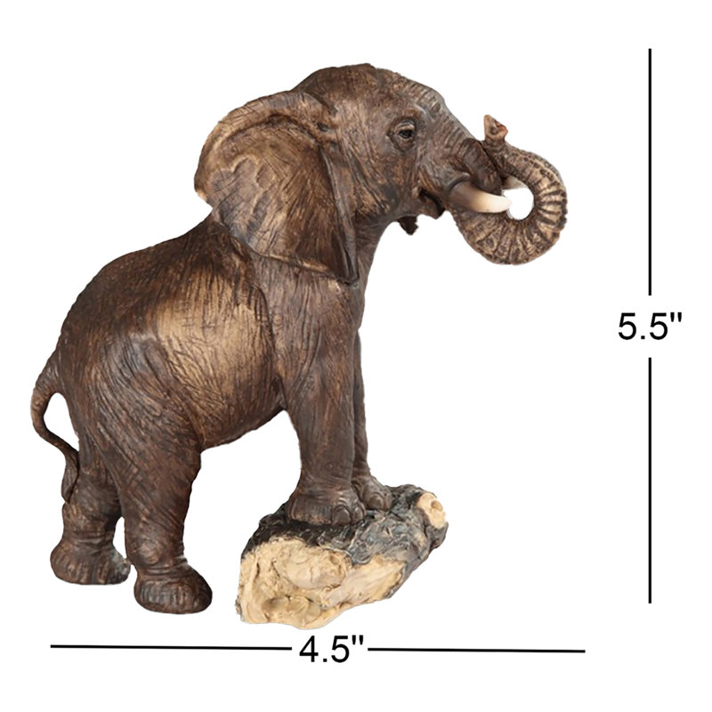 Figurine Noaman éléphant sur un tronc d'arbre 5,5 "Noaman