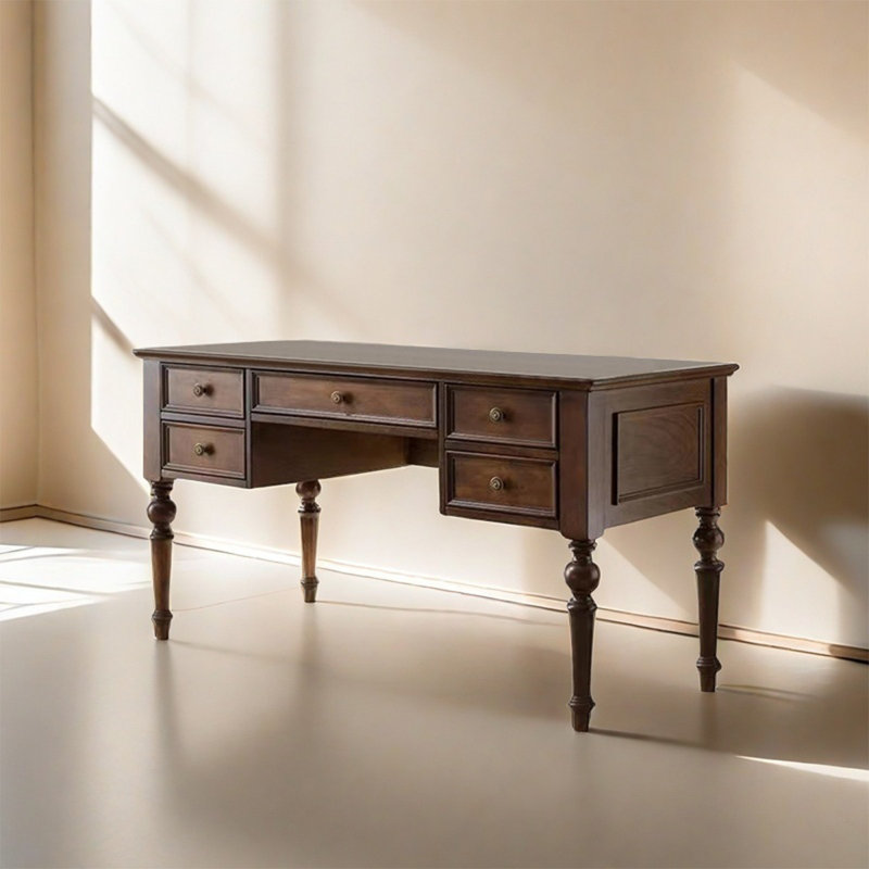 American Country Style All-Solid Wood Desk, 30.71" H x 70.87" W x 29.92" D, Brown