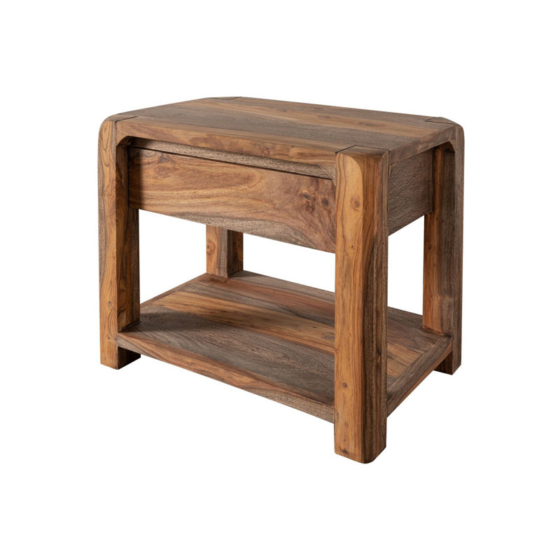 Bueno 40cm W Solid Wood Bedside Table, Grey