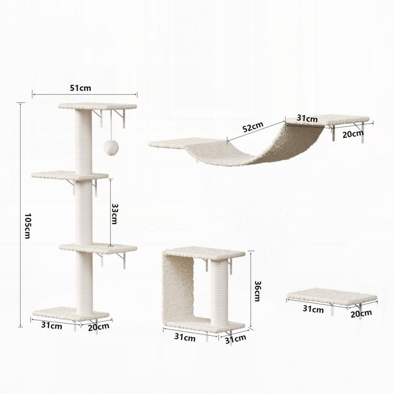 Meuble mural moderne pour chat, Naturel