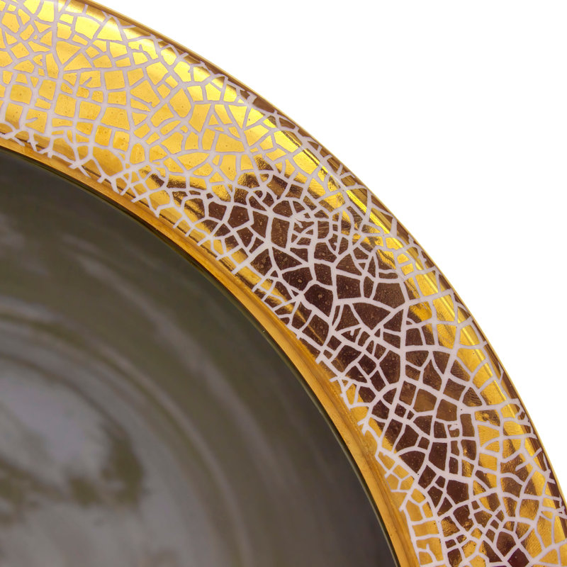 14" Sky Blue Fishbowl, Gold, 10.5" H X 14.5" W X 14.5" D