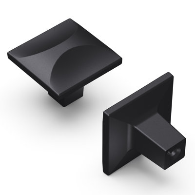 Crest Collection Square Knob - 1-1/4" x 1-1/4 " Cabinet Knob Matte Black - Mid-century Modern Hardware for Drawers & Cabinets