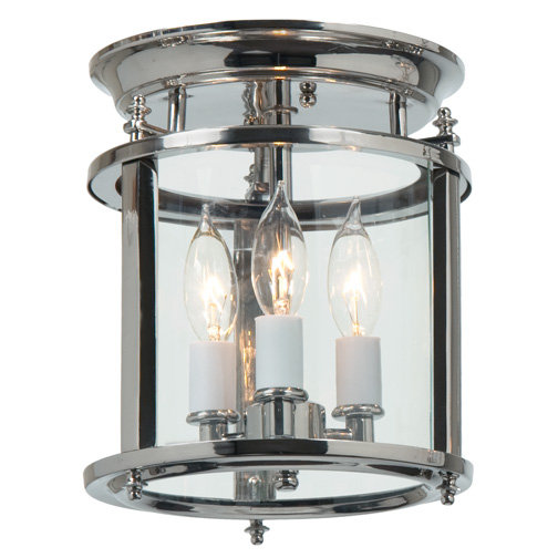Anjali Glass Flush Mount, Polished Nickel, 8" H x 9.5" W