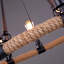 Lustre européen 8 lumières en fer et corde de chanvre noir