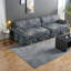 Luxueux canapé en tissu Oxford à motif floral bleu à 4 places spacieux pour la maison et le bureau