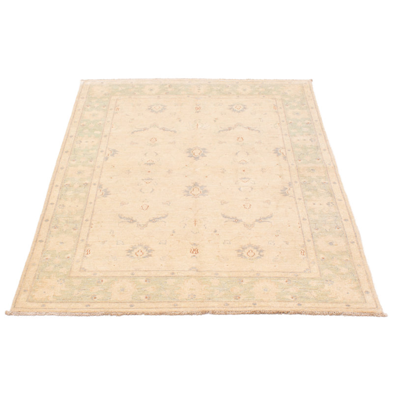 Tapis unique en laine noué à la main beige et gris nouvel âge 4 pi 11 po x 6 pi 8 po Richvale