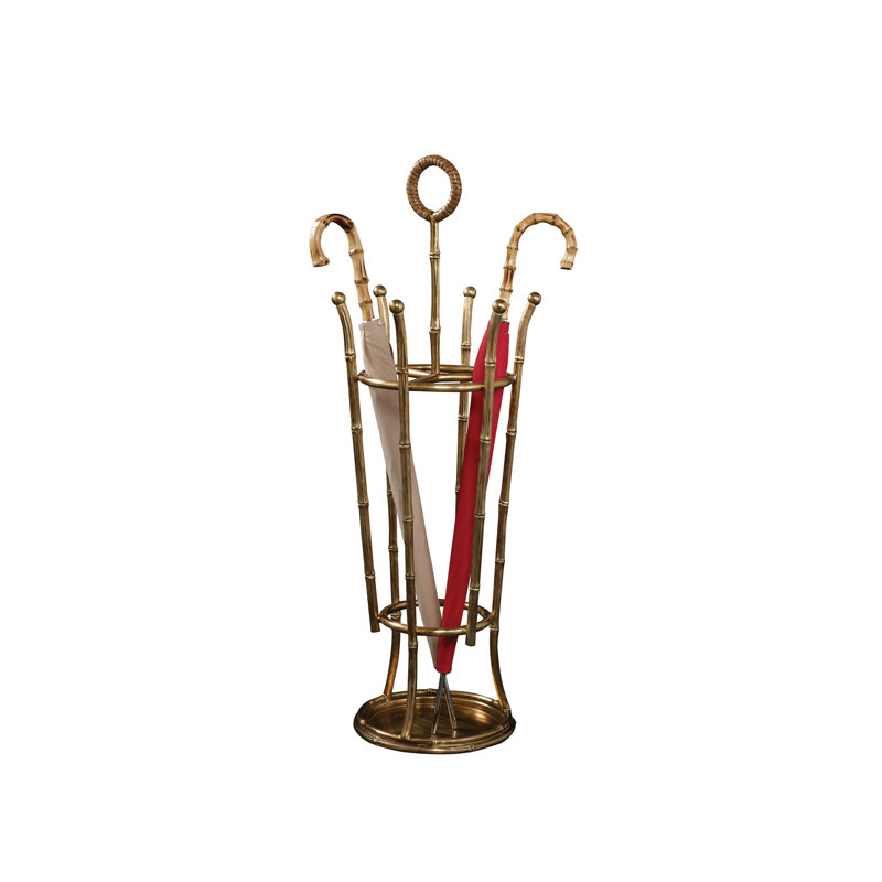 Gold Bamboo Motif Metal Umbrella Stand