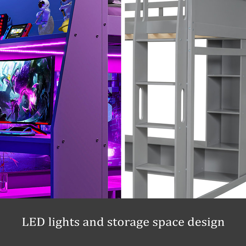 Lit mezzanine Wood Gaming, Double