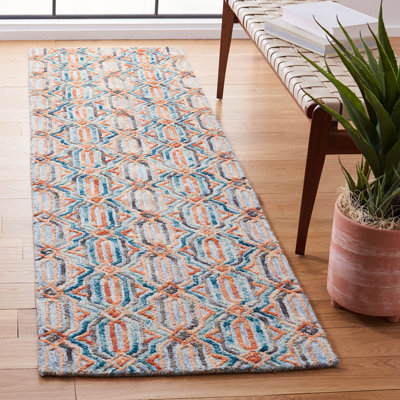 Rubalcava Geometric Wool Light Blue/Blue Area Rug